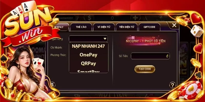 Nạp rút tiền Sunwin tối ưu 1:1